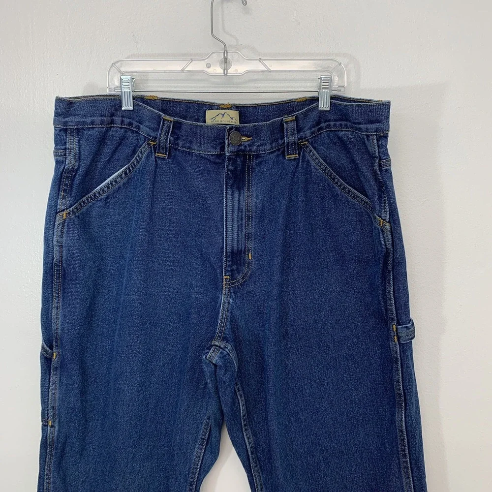 Blue Mountain‎ Y2K Carpenter Jeans Men 42 Straight 100% Cotton Heavy Inseam 28